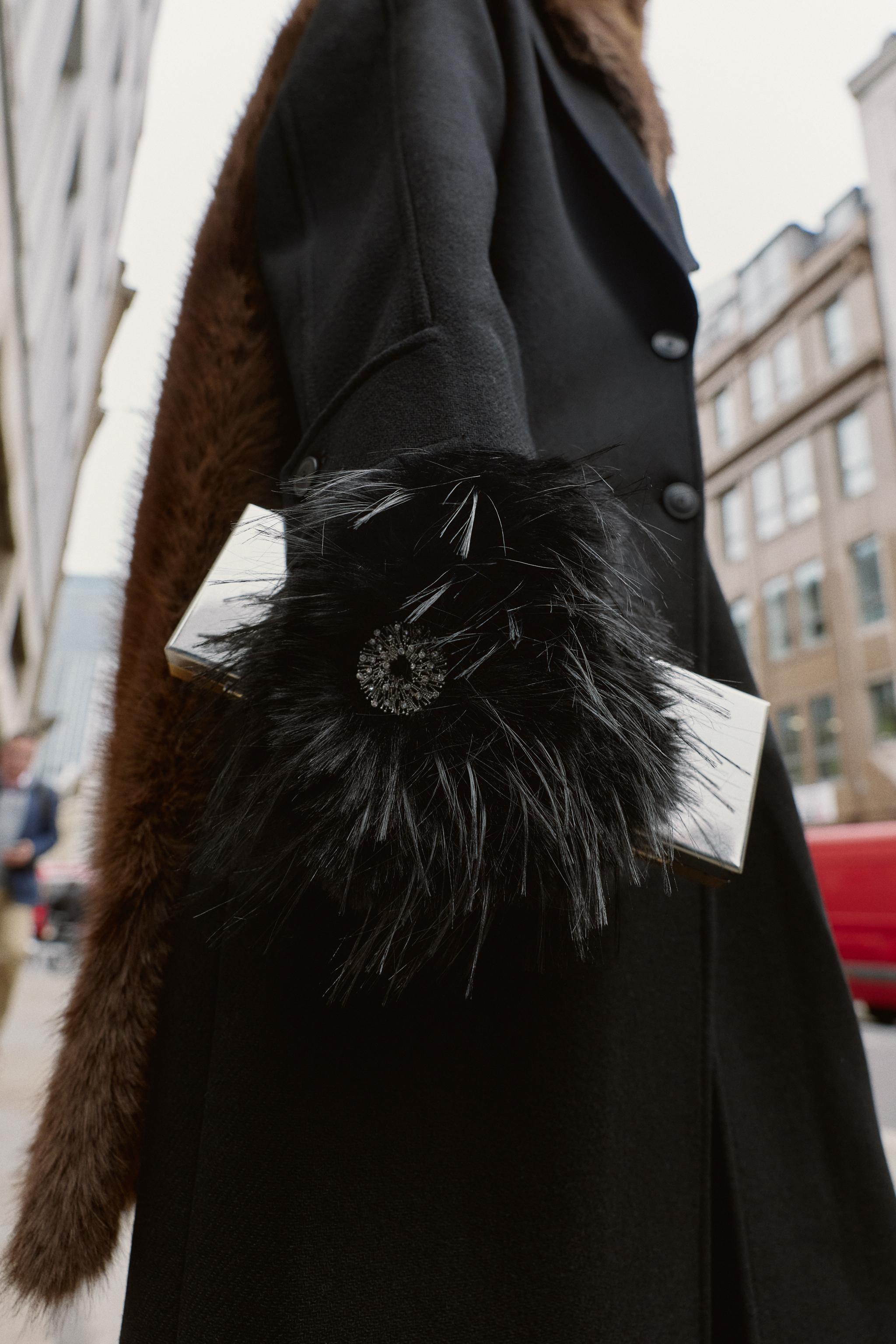 FAUX FUR JEWELED MITTENS